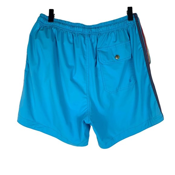 Aviator Nation Men's 5 Rainbow Stripe Flex Board Shorts in Antigua Blue Size 33 - Picture 9 of 9